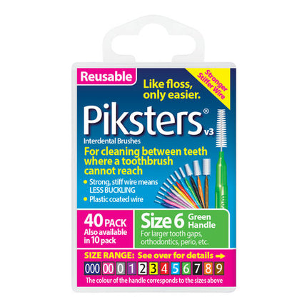 Piksters Interdental Brush Size 6 Green 40 Pack