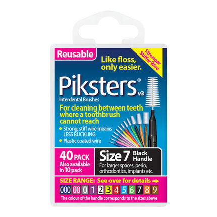 Piksters Interdental Brush Size 7 Black 40 Pack