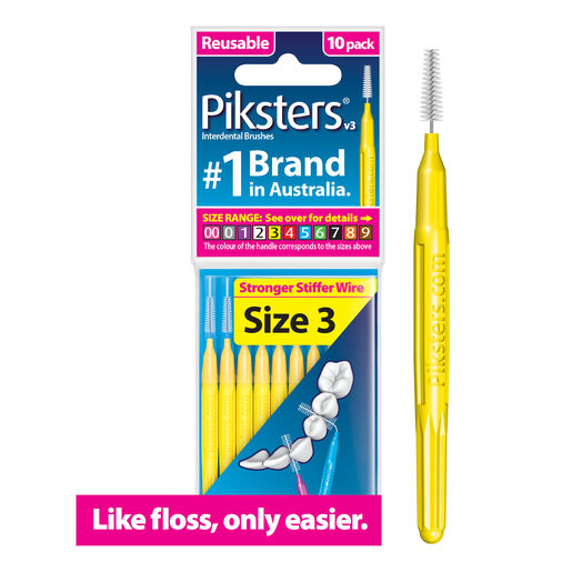 Piksters Interdental Brush Size 3 Yellow 10 Pack