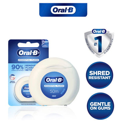 Oral B Essential Waxed Dental Floss Mint Flavour 50m