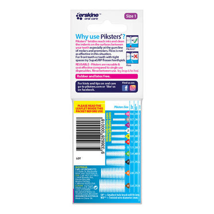 Piksters Interdental Brush Size 1 Purple 10 Pack