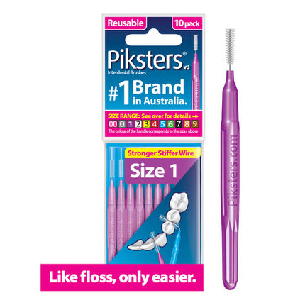 Piksters Interdental Brush Size 1 Purple 10 Pack