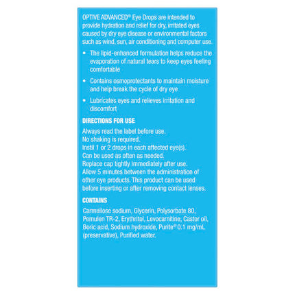 Optive Advanced Lubricant Eye Drops 15mL