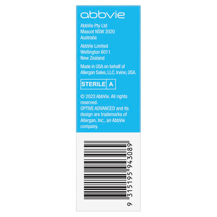 Optive Advanced Lubricant Eye Drops 15mL