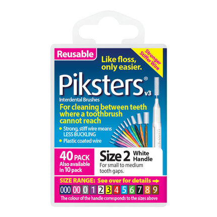 Piksters Interdental Brush Size 2 White 40 Pack