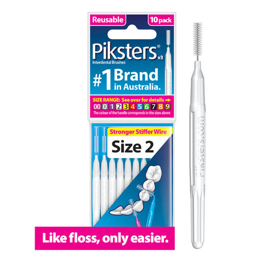 Piksters Interdental Brush Size 2 White 10 Pack