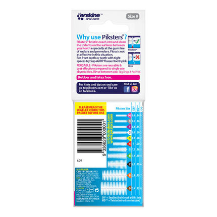 Piksters Interdental Brush Size 0 Grey 10 Pack