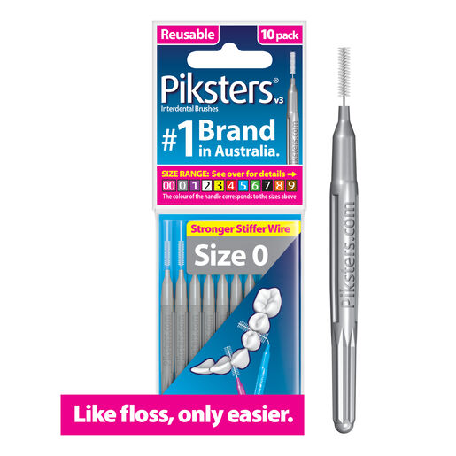 Piksters Interdental Brush Size 0 Grey 10 Pack