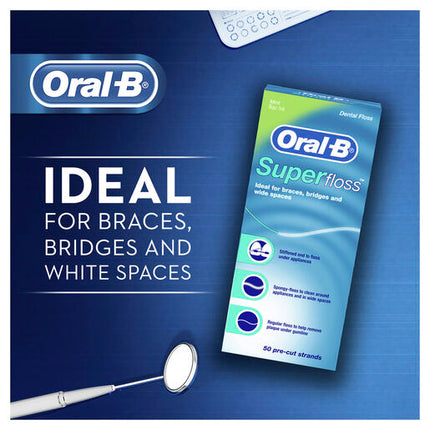 Oral B Superfloss Dental Floss Pre-Cut Strands 50 pack