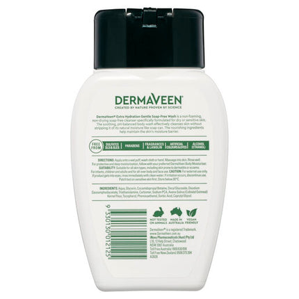 DermaVeen Extra Hydration Gentle Soap-Free Wash for Extra Dry, Itchy & Sensitive Skin 250mL
