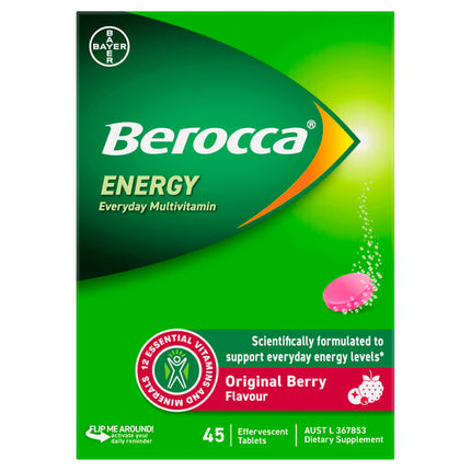 Berocca Energy Original Berry Effervescent Tablets 45 Pack