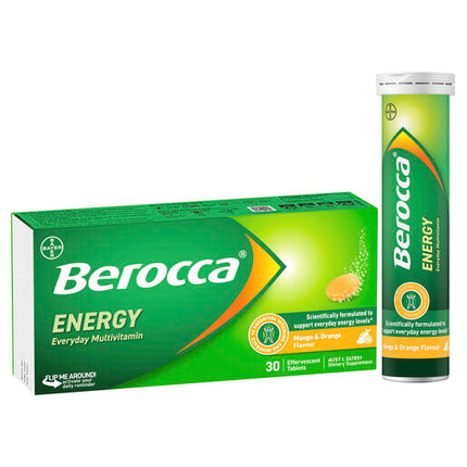 Berocca Energy Mango & Orange Effervescent Tablets 30 Pack