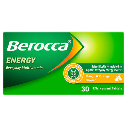 Berocca Energy Mango & Orange Effervescent Tablets 30 Pack