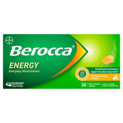 Berocca Energy Mango & Orange Effervescent Tablets 30 Pack