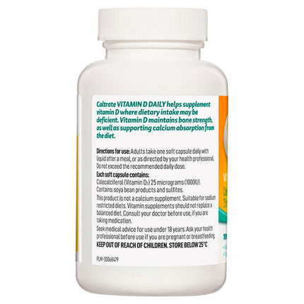 Caltrate Vitamin D 1000IU 180 Capsules