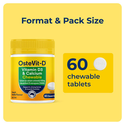 OsteVit-D One-A-Day Vitamin D3 & Calcium Chewable Tablets 60
