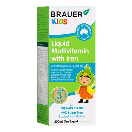 Brauer Baby & Kids Liquid Multivitamin with Iron 200mL