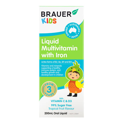 Brauer Baby & Kids Liquid Multivitamin with Iron 200mL