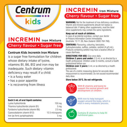 Centrum Kids Incremin Iron Mixture Oral Liquid Cherry 200mL