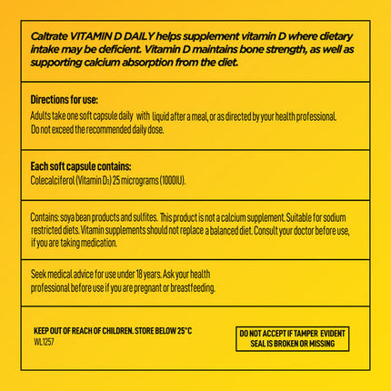 Caltrate Vitamin D 1000IU 60 Capsules
