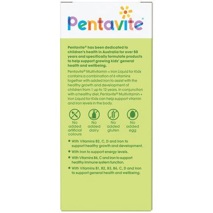 Pentavite Multivitamin + Iron Kids Liquid 200mL
