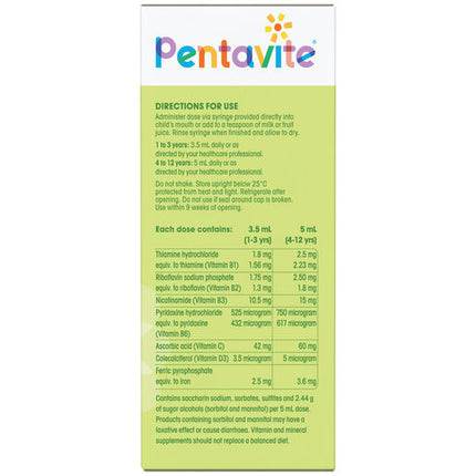 Pentavite Multivitamin + Iron Kids Liquid 200mL