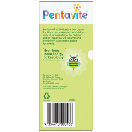 Pentavite Multivitamin + Iron Kids Liquid 200mL
