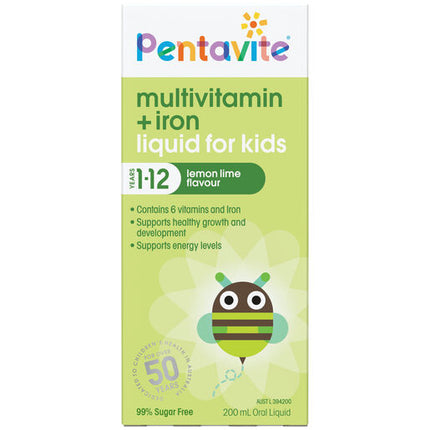 Pentavite Multivitamin + Iron Kids Liquid 200mL