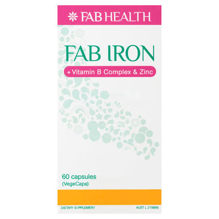 FAB Iron + Vitamin B Complex & Zinc 60 Capsules
