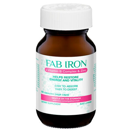 FAB Iron + Vitamin B Complex & Zinc 60 Capsules
