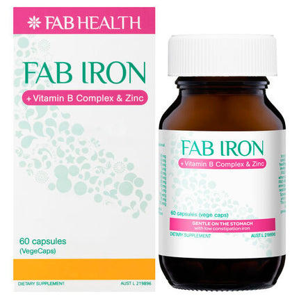 FAB Iron + Vitamin B Complex & Zinc 60 Capsules