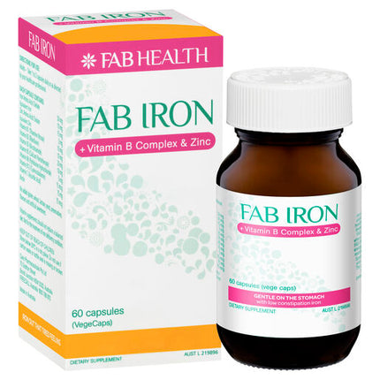 FAB Iron + Vitamin B Complex & Zinc 60 Capsules