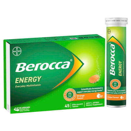 Berocca Energy Orange Effervescent Tablets 45 Pack