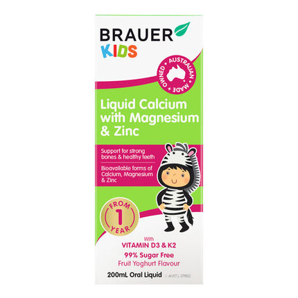 Brauer Kids Liquid Calcium with Magnesium & Zinc 200ml