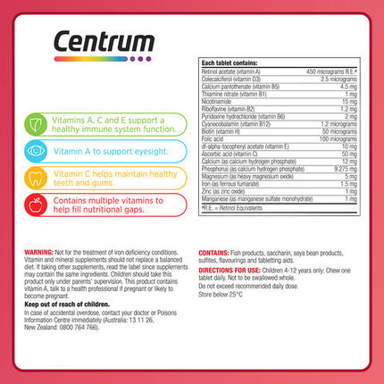 Centrum For Kids Strawberry 60 Chewable Tablets