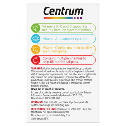 Centrum For Kids Strawberry 60 Chewable Tablets