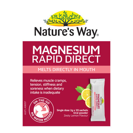 Nature's Way Magnesium Rapid Direct 2g x 20 Sachets - Direct in mouth
