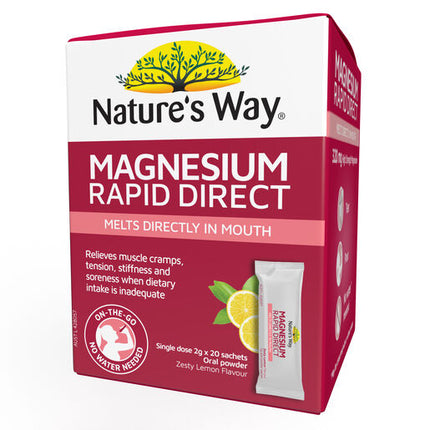 Nature's Way Magnesium Rapid Direct 2g x 20 Sachets - Direct in mouth