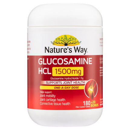 Nature's Way Glucosamine 1500mg 180 + 20 Bonus Tablets