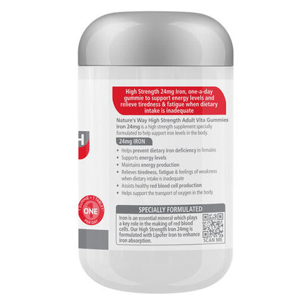 Nature's Way High Strength Adult Vita Gummies Iron 24mg 30s