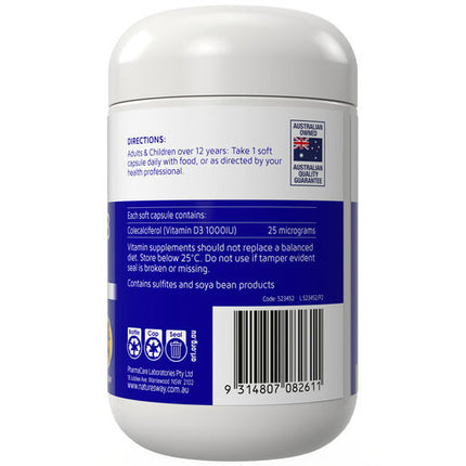 Nature's Way Vitamin D3 1000IU 300 Soft Capsules