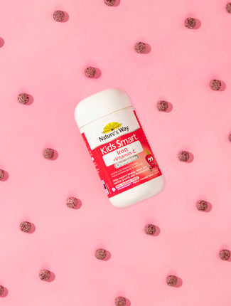 Natures Way Kids Smart Iron + Vitamin C 50 Strawberry Flavoured Chewable Tablets