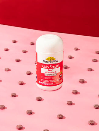 Natures Way Kids Smart Iron + Vitamin C 50 Strawberry Flavoured Chewable Tablets