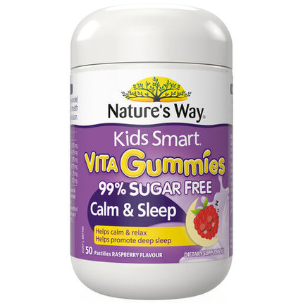 Nature's Way Kids Smart Vita Gummies 99% Sugar Free Calm & Sleep Raspberry Flavour 50 Gummies