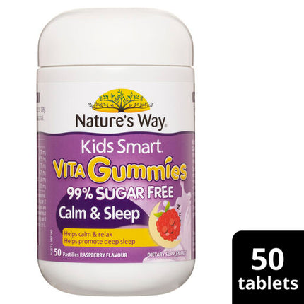Nature's Way Kids Smart Vita Gummies 99% Sugar Free Calm & Sleep Raspberry Flavour 50 Gummies