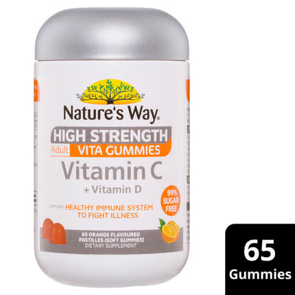 Nature's Way High Strength Adult Vita Gummies Vitamin C + Vitamin D 65's