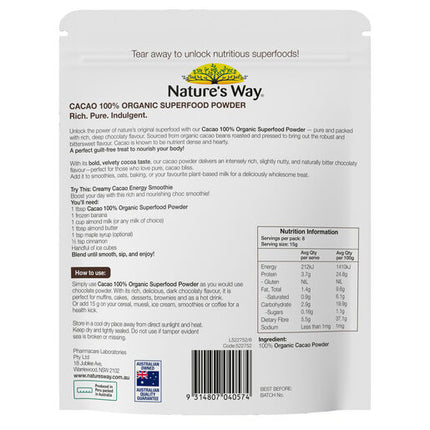 Nature's Way Superfoods Cacao Powder 125g