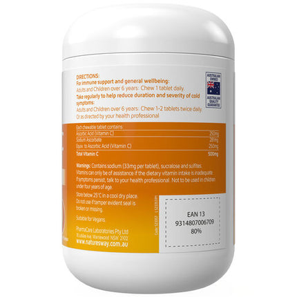Nature's Way Sugarless Vitamin C 500mg 300 Tablets