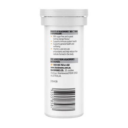 Blackmores Bio C 1000mg Echinacea + Zinc Vitamin C Effervescent 10 Tablets