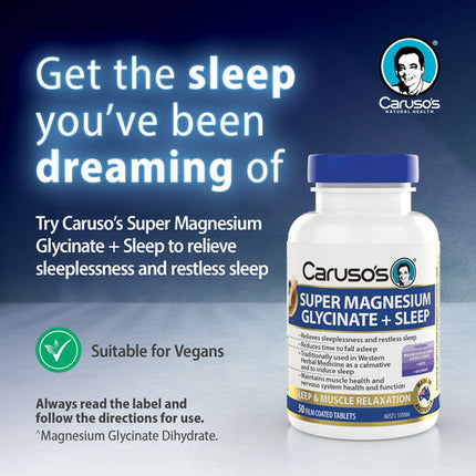 Carusos Super Magnesium Glycinate + Sleep Tabs 50